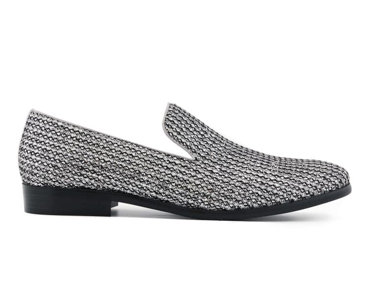 Bolano Emelio Silver Glitter Encrusted Men's Formal Slip On Dress Shoe - Image 2
