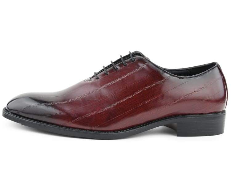 Bolano Exotic Elegance Burgundy Eel Skin Oxfords Women’s - Image 4