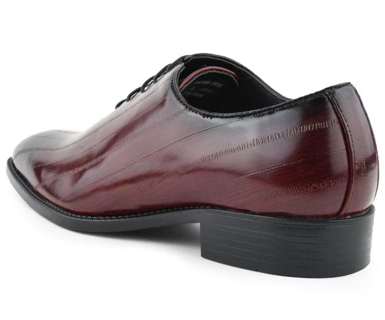 Bolano Exotic Elegance Burgundy Eel Skin Oxfords Women’s - Image 6