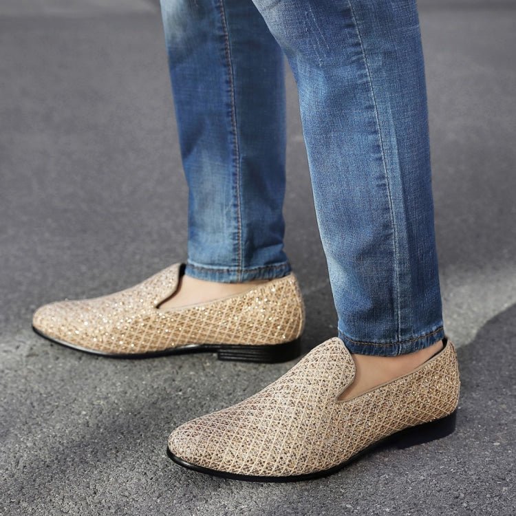 Bolano Sarlo Gold Glitter Lattice Tuxedo Slippers For Women - Image 2