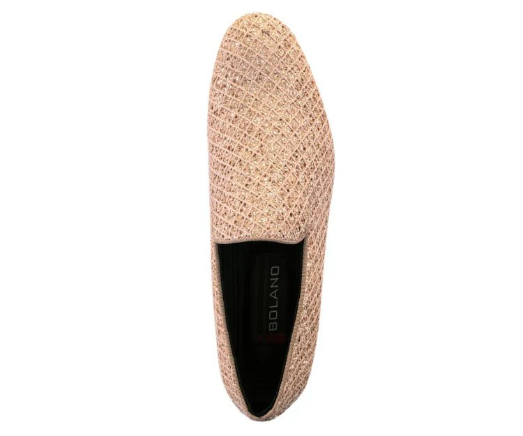 Bolano Sarlo Gold Glitter Lattice Tuxedo Slippers For Women - Image 4