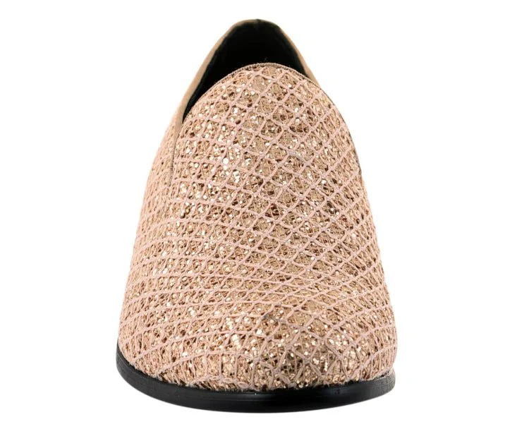 Bolano Sarlo Gold Glitter Lattice Tuxedo Slippers For Women - Image 5