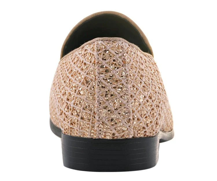 Bolano Sarlo Gold Glitter Lattice Tuxedo Slippers For Women - Image 6