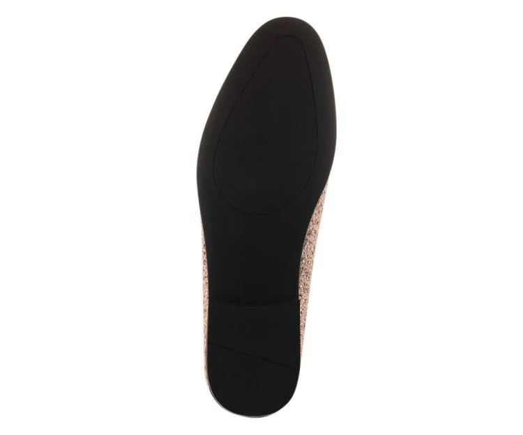 Bolano Sarlo Gold Glitter Lattice Tuxedo Slippers For Women - Image 7