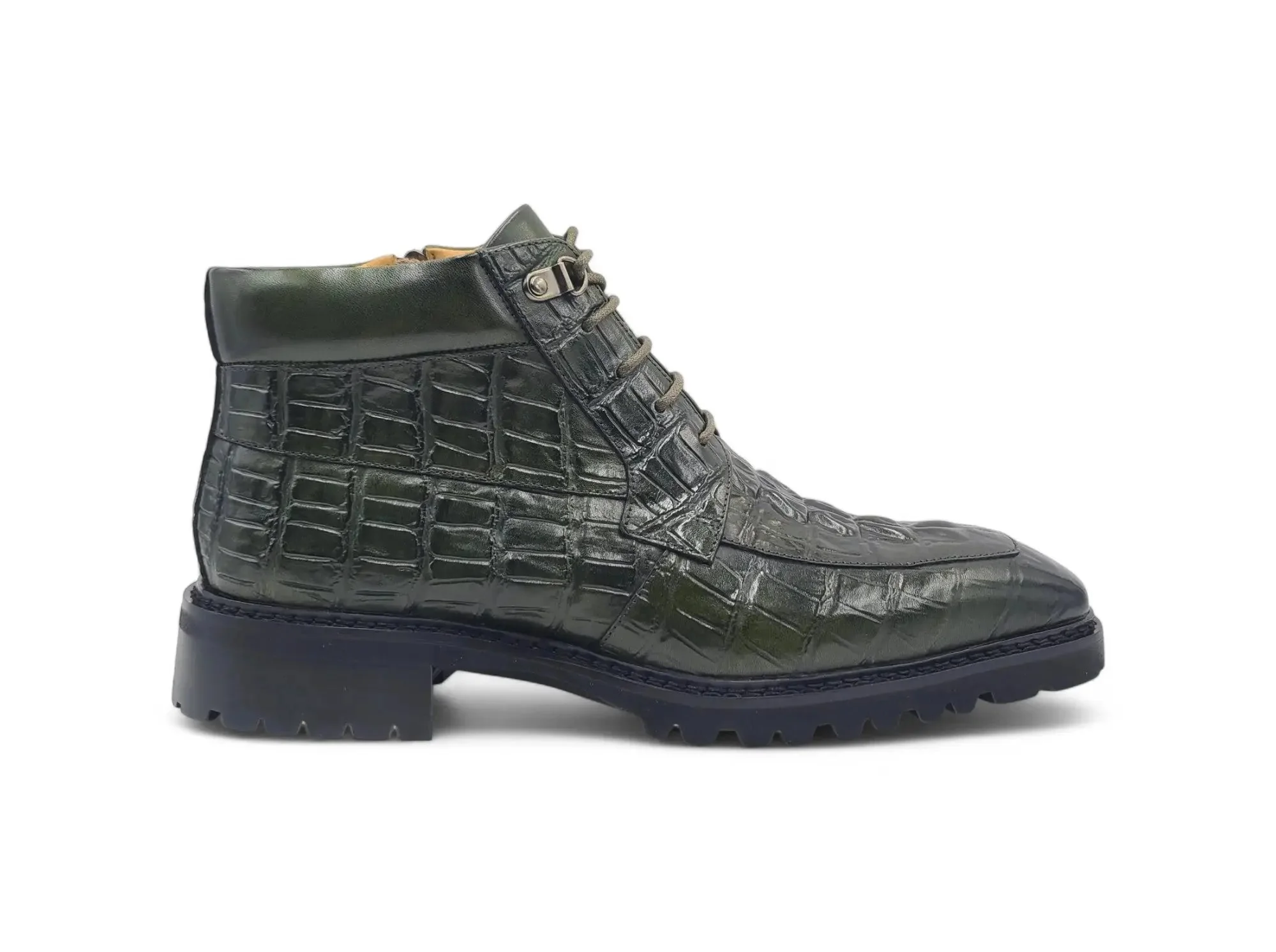 Carrucci Shoes Alligator Embossed Lace Up Boots Men's Calfskin Leather KB516-50