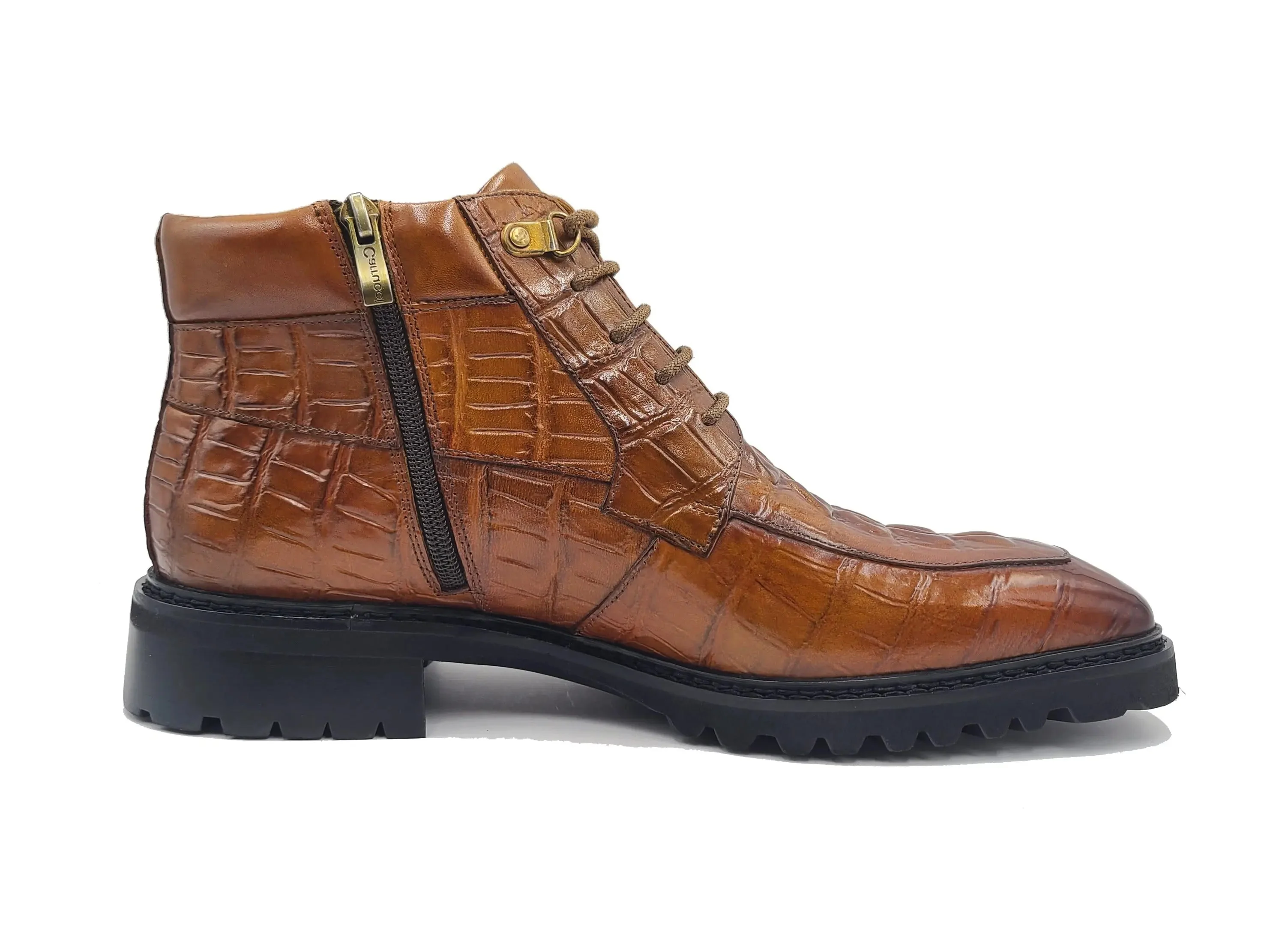 Carrucci Shoes Alligator Embossed Lace Up Boots Men's Calfskin Leather KB516-50 - Image 10