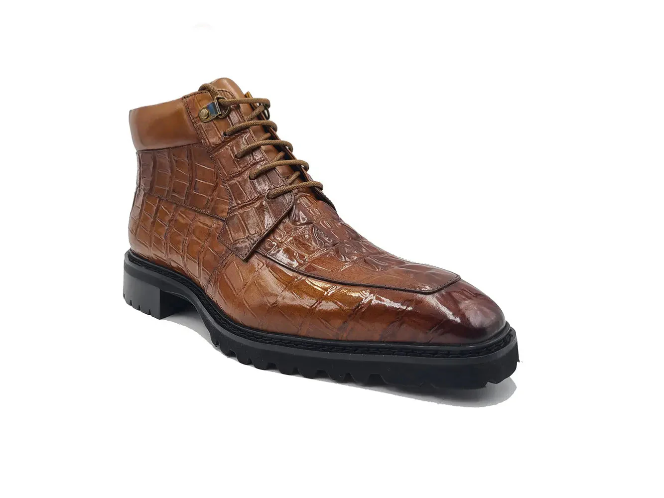 Carrucci Shoes Alligator Embossed Lace Up Boots Men's Calfskin Leather KB516-50 - Image 13