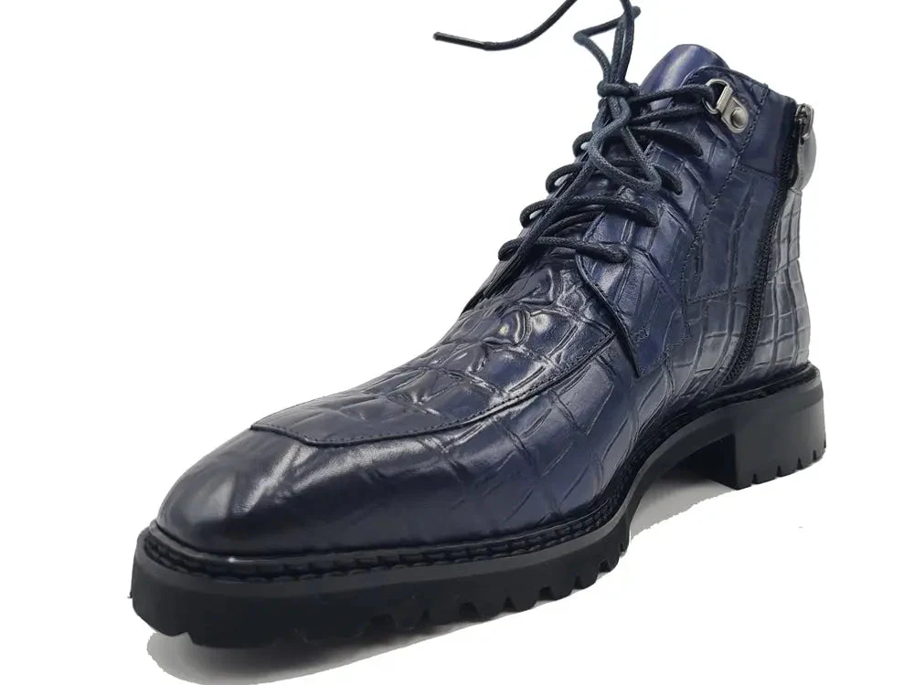 Carrucci Shoes Alligator Embossed Lace Up Boots Men's Calfskin Leather KB516-50 - Image 15