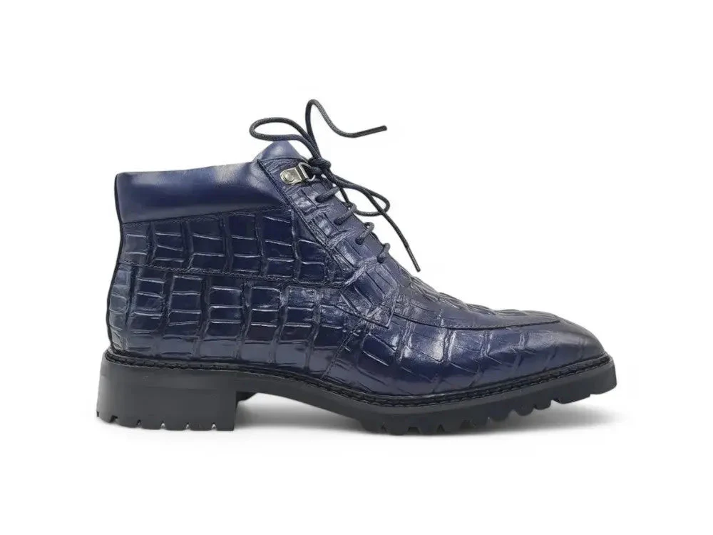 Carrucci Shoes Alligator Embossed Lace Up Boots Men's Calfskin Leather KB516-50 - Image 16