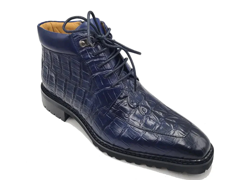 Carrucci Shoes Alligator Embossed Lace Up Boots Men's Calfskin Leather KB516-50 - Image 17