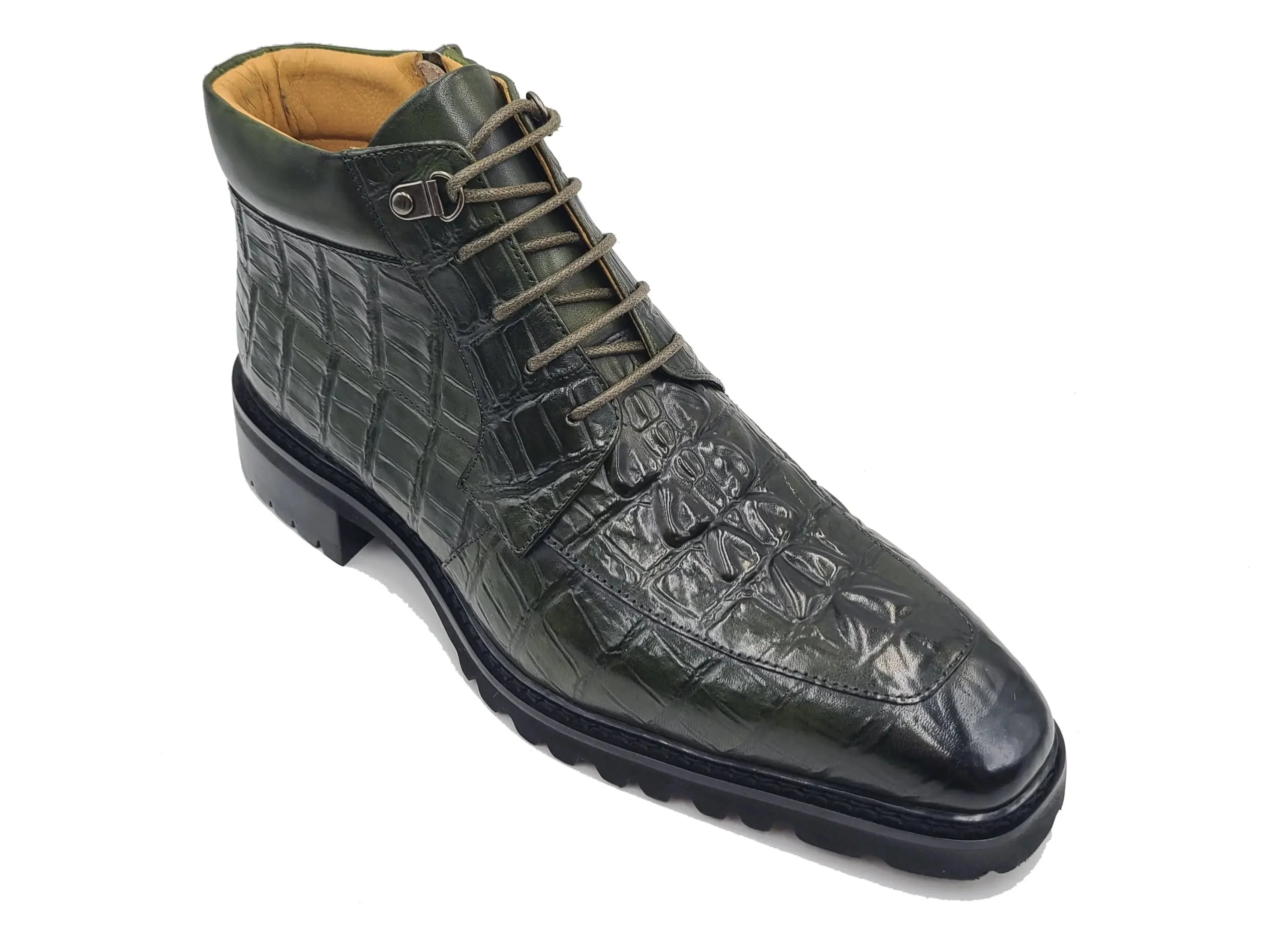 Carrucci Shoes Alligator Embossed Lace Up Boots Men's Calfskin Leather KB516-50 - Image 2