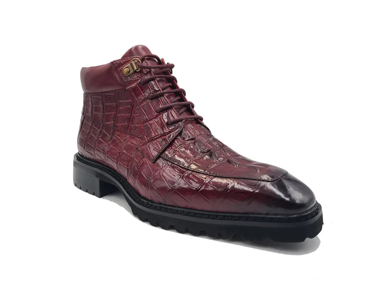 Carrucci Shoes Alligator Embossed Lace Up Boots Men's Calfskin Leather KB516-50 - Image 20