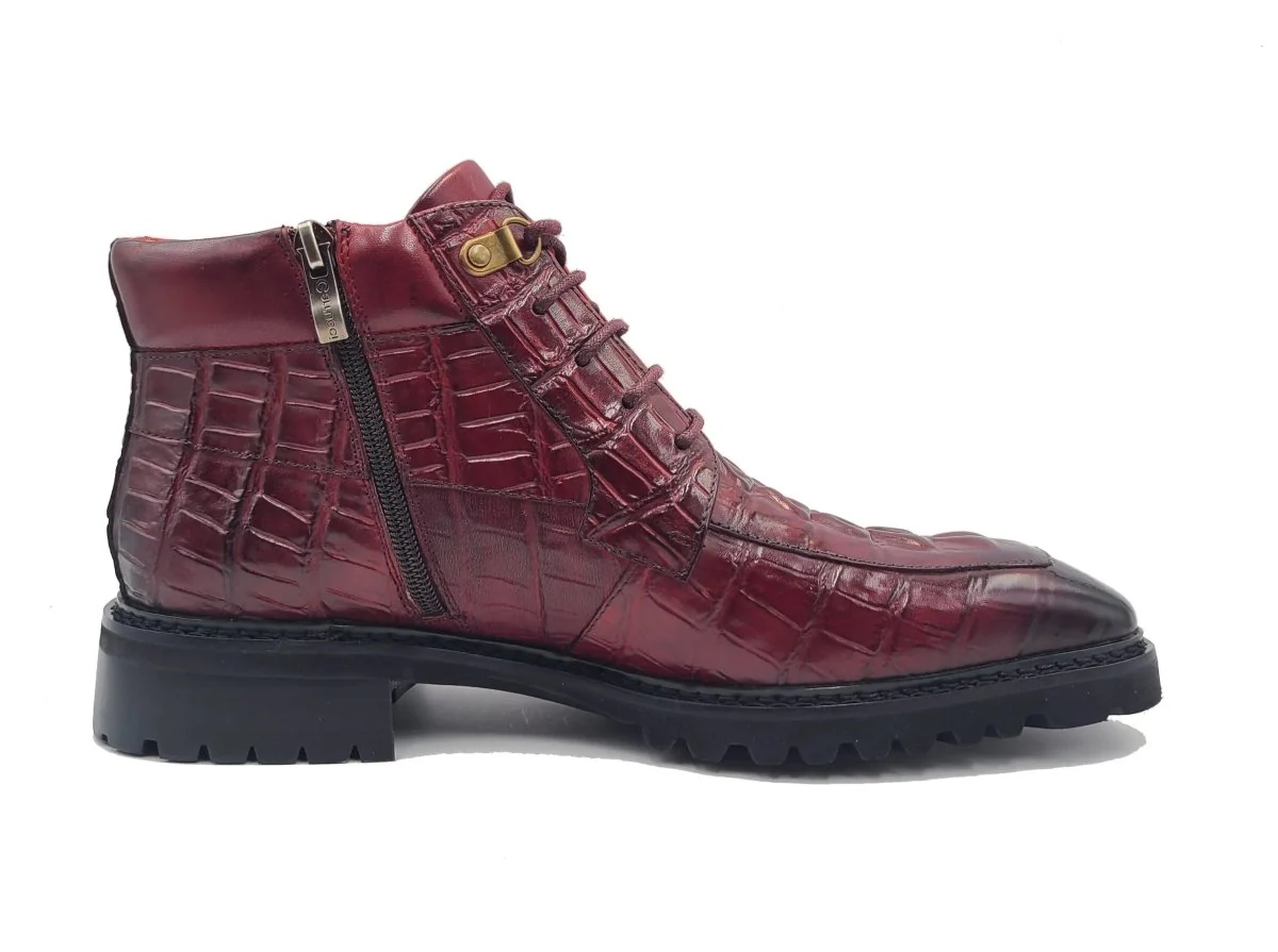 Carrucci Shoes Alligator Embossed Lace Up Boots Men's Calfskin Leather KB516-50 - Image 21