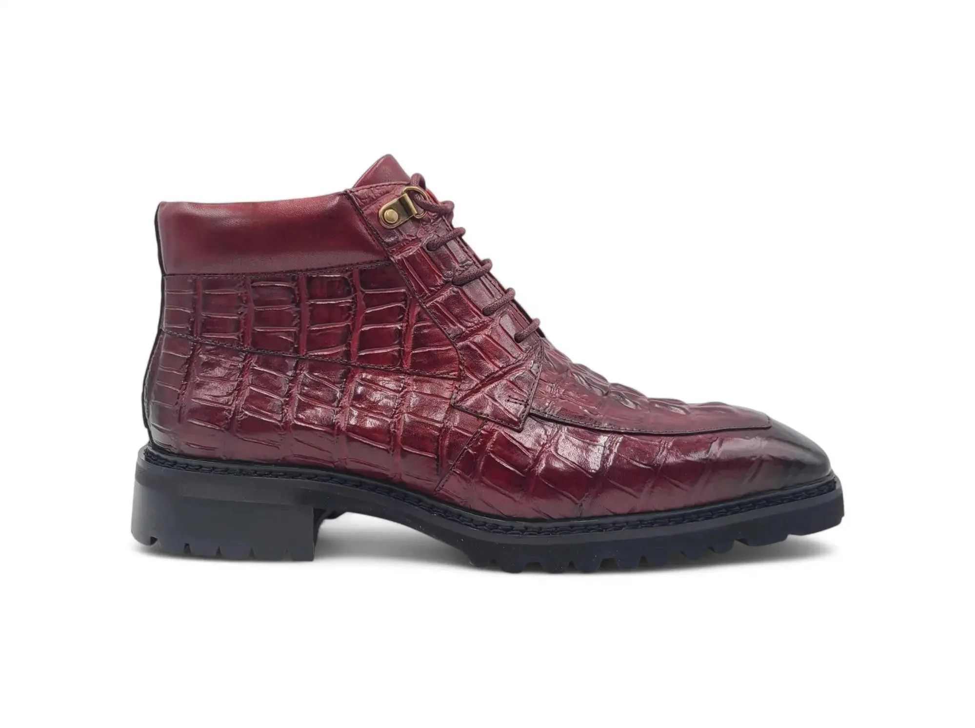 Carrucci Shoes Alligator Embossed Lace Up Boots Men's Calfskin Leather KB516-50 - Image 23