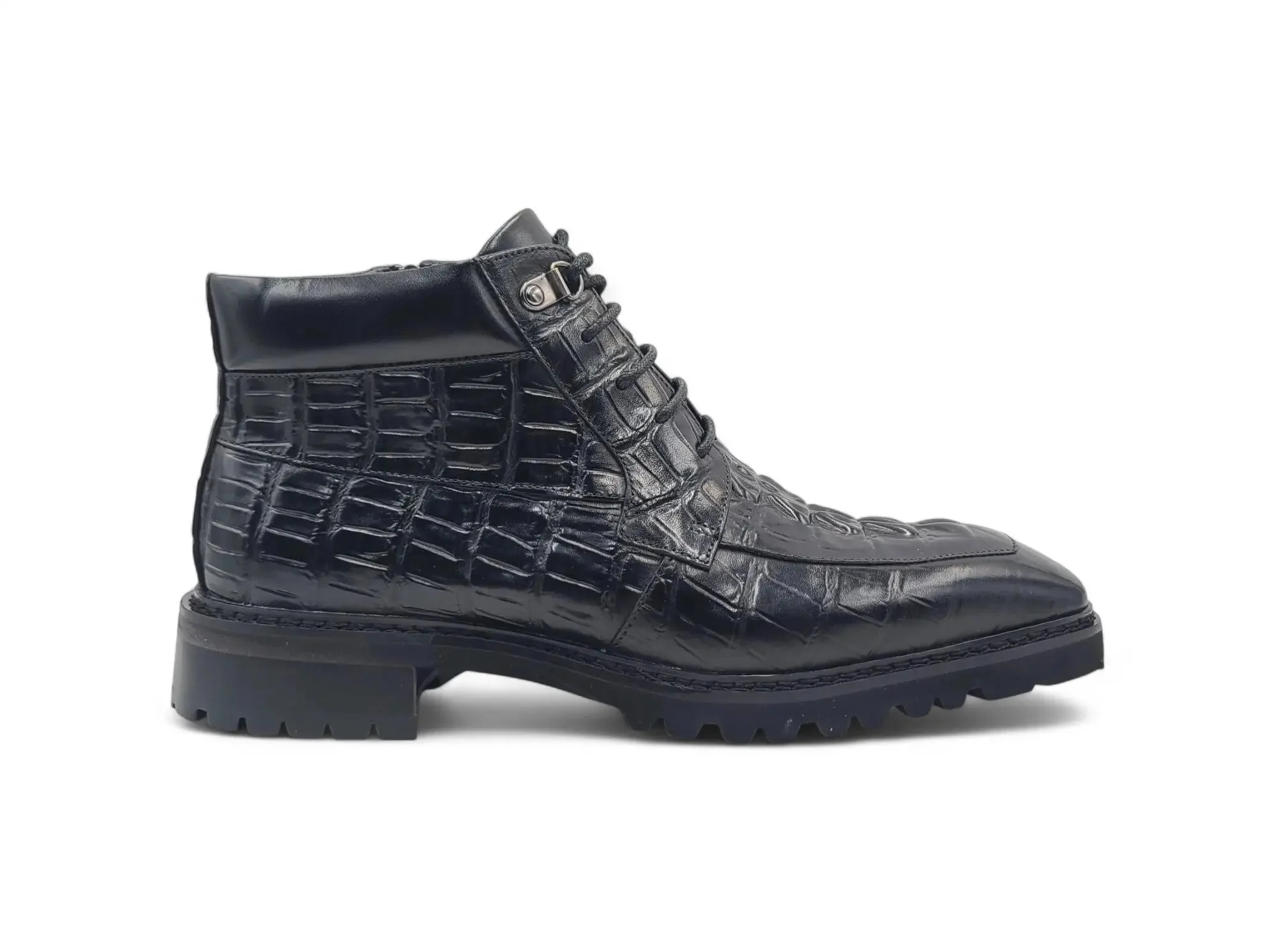 Carrucci Shoes Alligator Embossed Lace Up Boots Men's Calfskin Leather KB516-50 - Image 5
