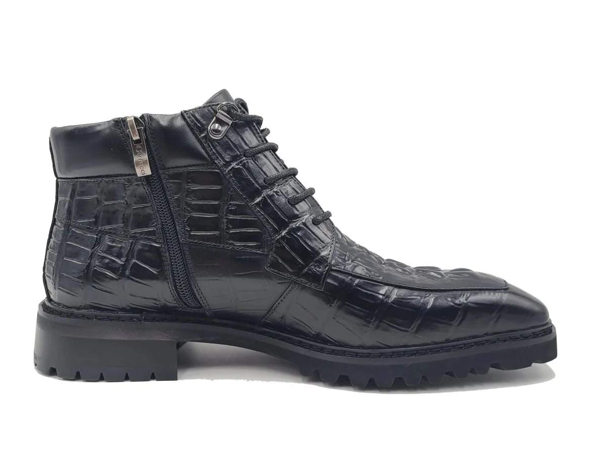 Carrucci Shoes Alligator Embossed Lace Up Boots Men's Calfskin Leather KB516-50 - Image 6