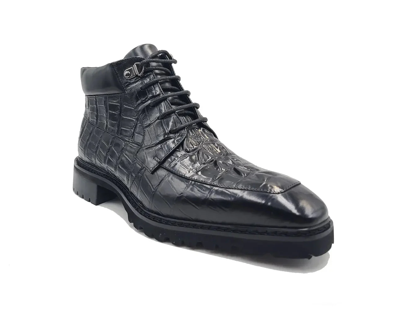 Carrucci Shoes Alligator Embossed Lace Up Boots Men's Calfskin Leather KB516-50 - Image 7