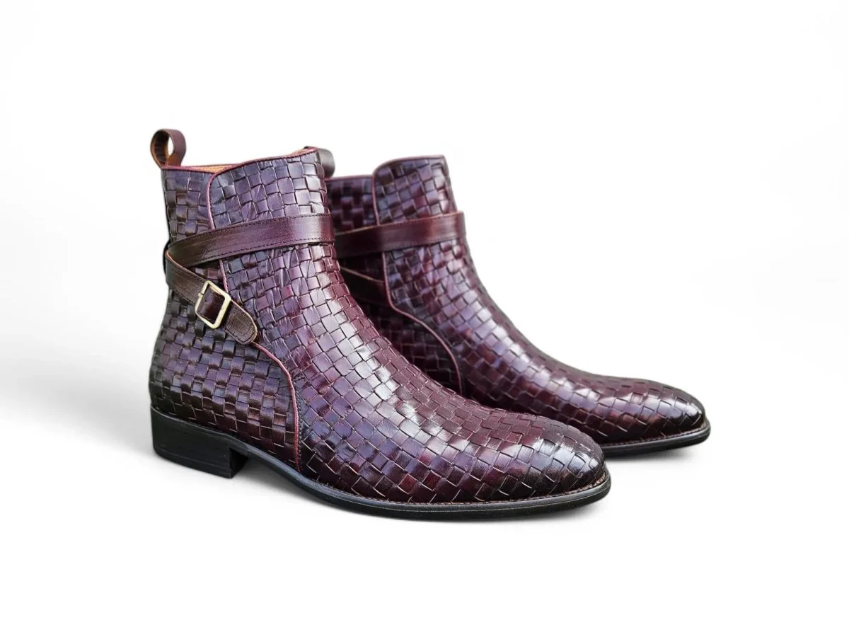 Carrucci Shoes Basket Weave Buckle Boots Calfskin KB886-17X