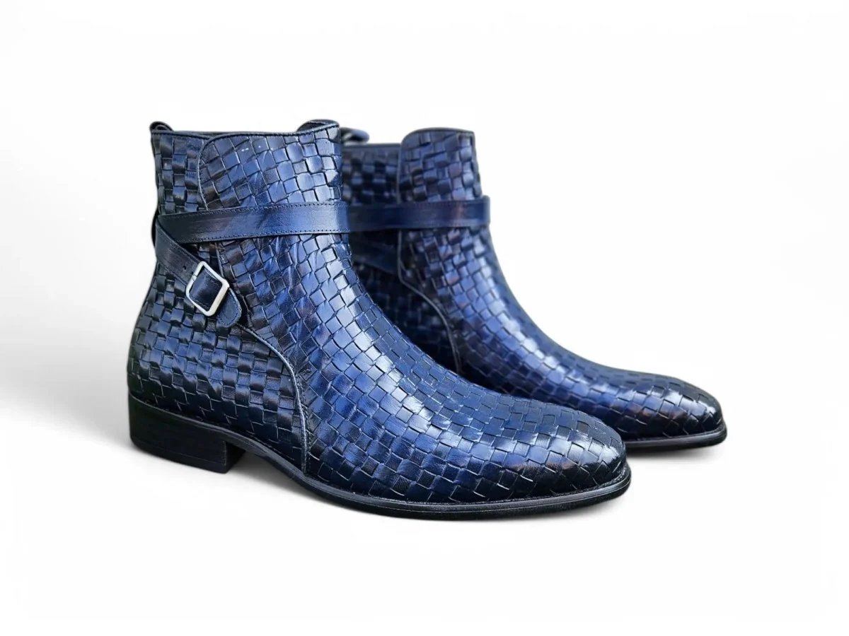 Carrucci Shoes Basket Weave Buckle Boots Calfskin KB886-17X - Image 4
