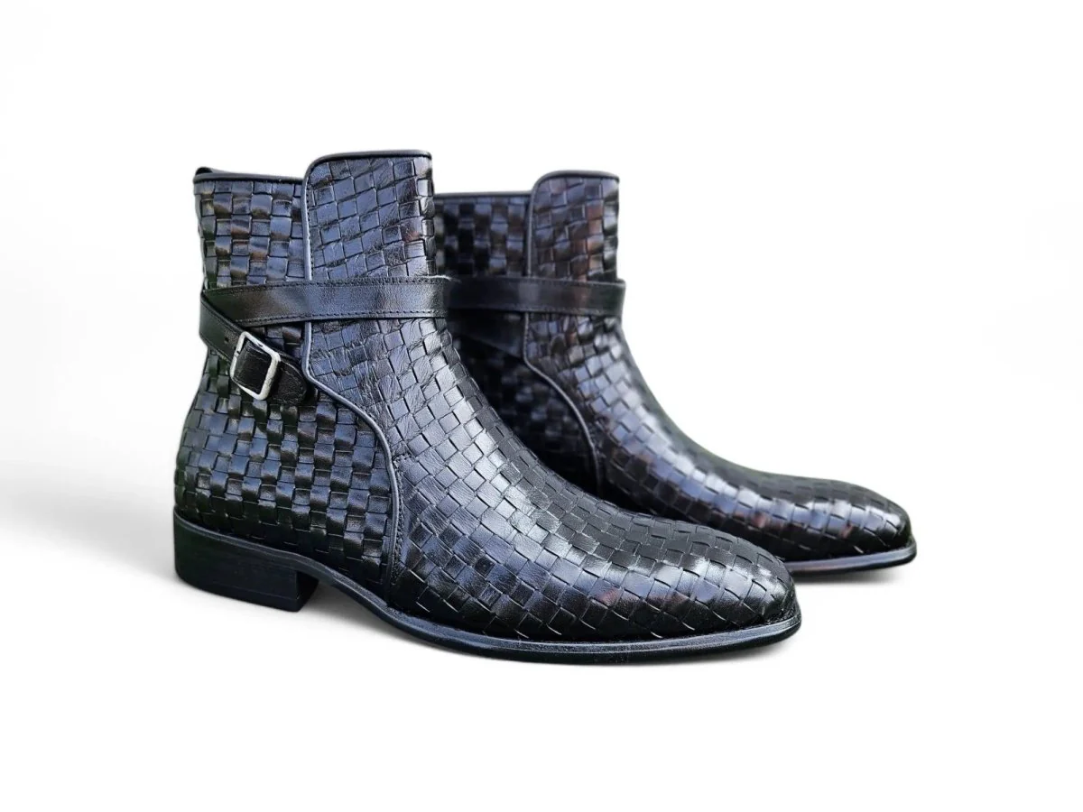 Carrucci Shoes Basket Weave Buckle Boots Calfskin KB886-17X - Image 8