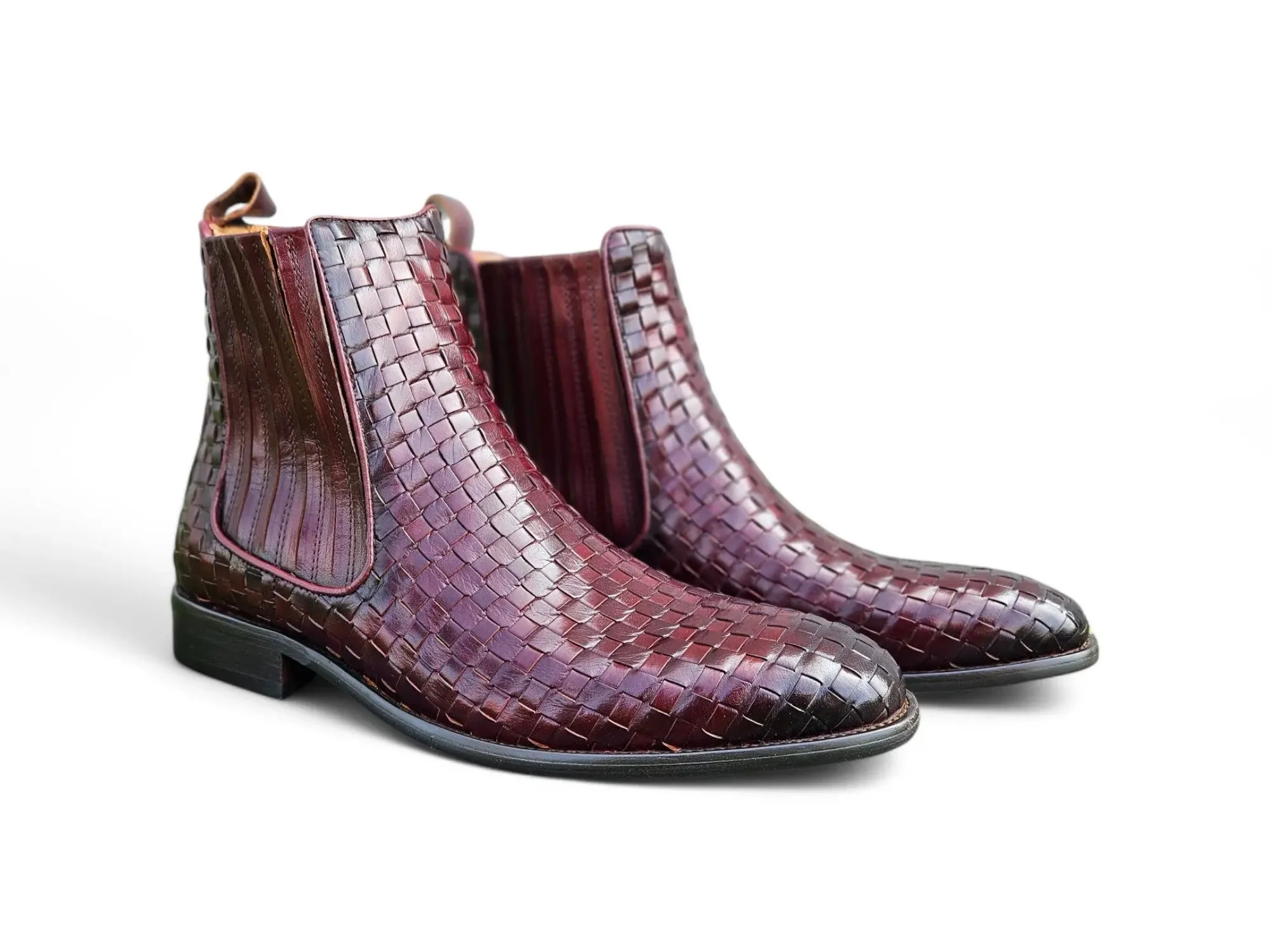Carrucci Shoes Basket Weave Chelsea Boot Leather KB886-18X