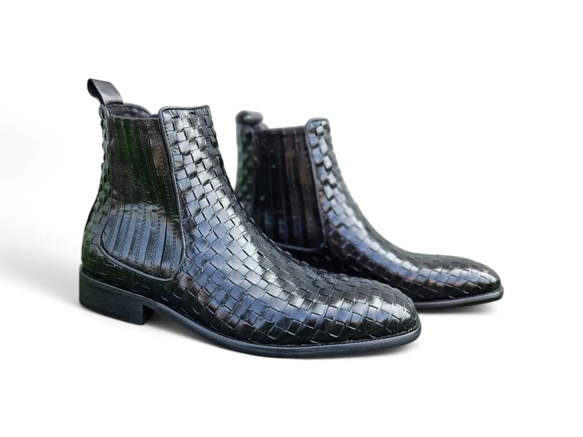Carrucci Shoes Basket Weave Chelsea Boot Leather KB886-18X - Image 10