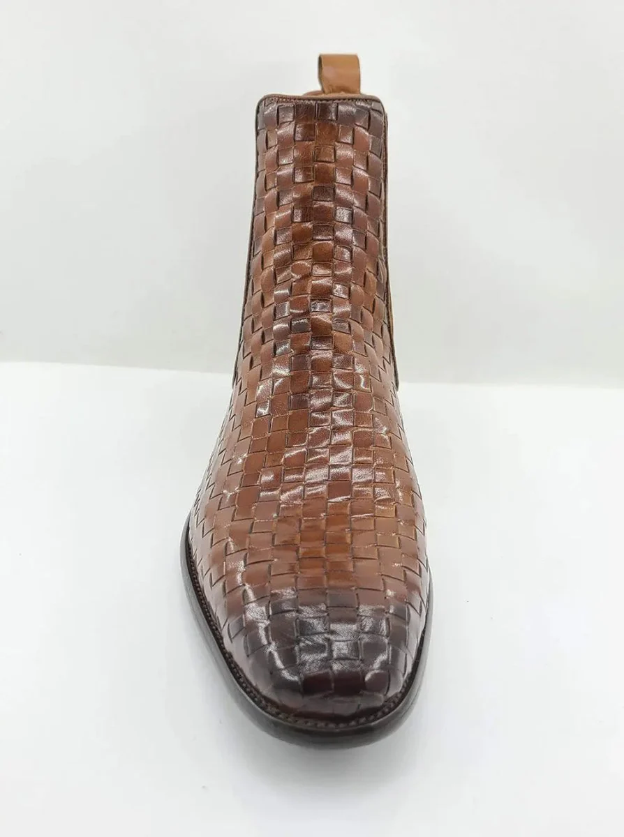 Carrucci Shoes Basket Weave Chelsea Boot Leather KB886-18X - Image 11