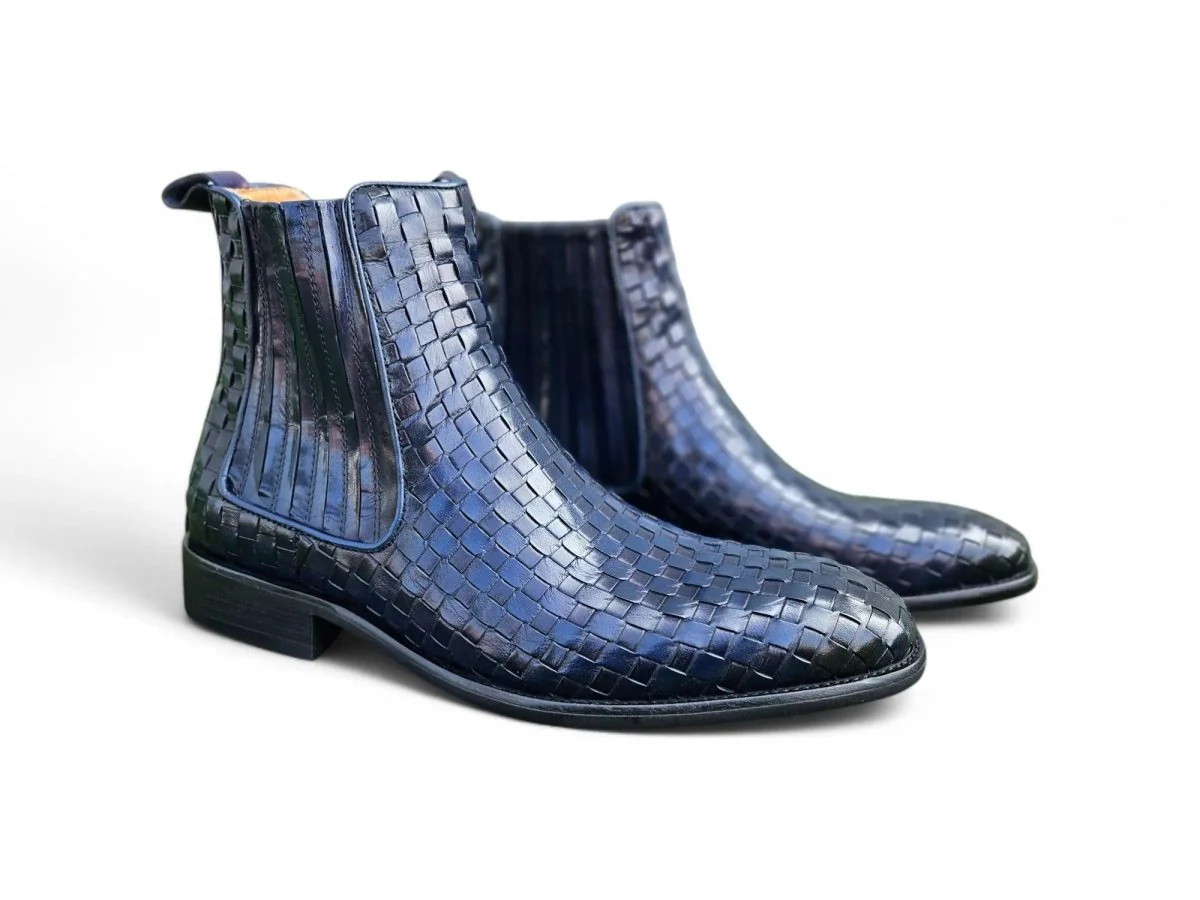 Carrucci Shoes Basket Weave Chelsea Boot Leather KB886-18X - Image 12