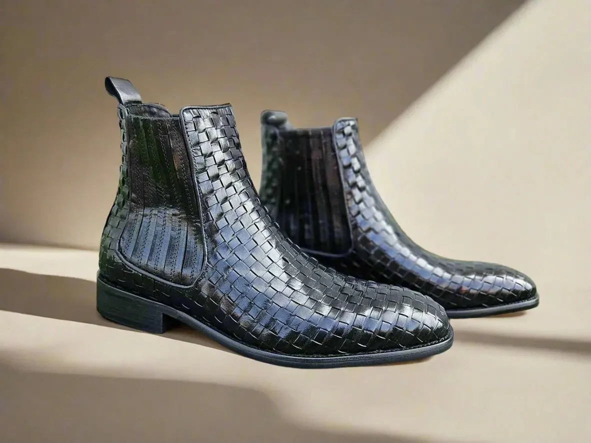 Carrucci Shoes Basket Weave Chelsea Boot Leather KB886-18X - Image 13