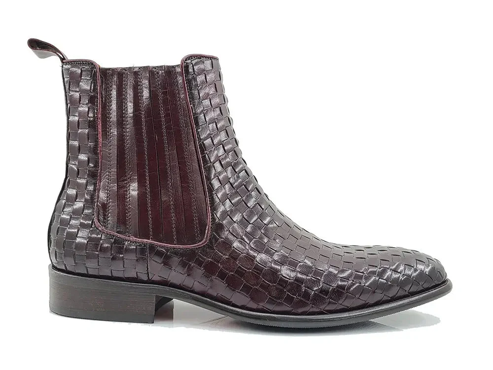 Carrucci Shoes Basket Weave Chelsea Boot Leather KB886-18X - Image 3