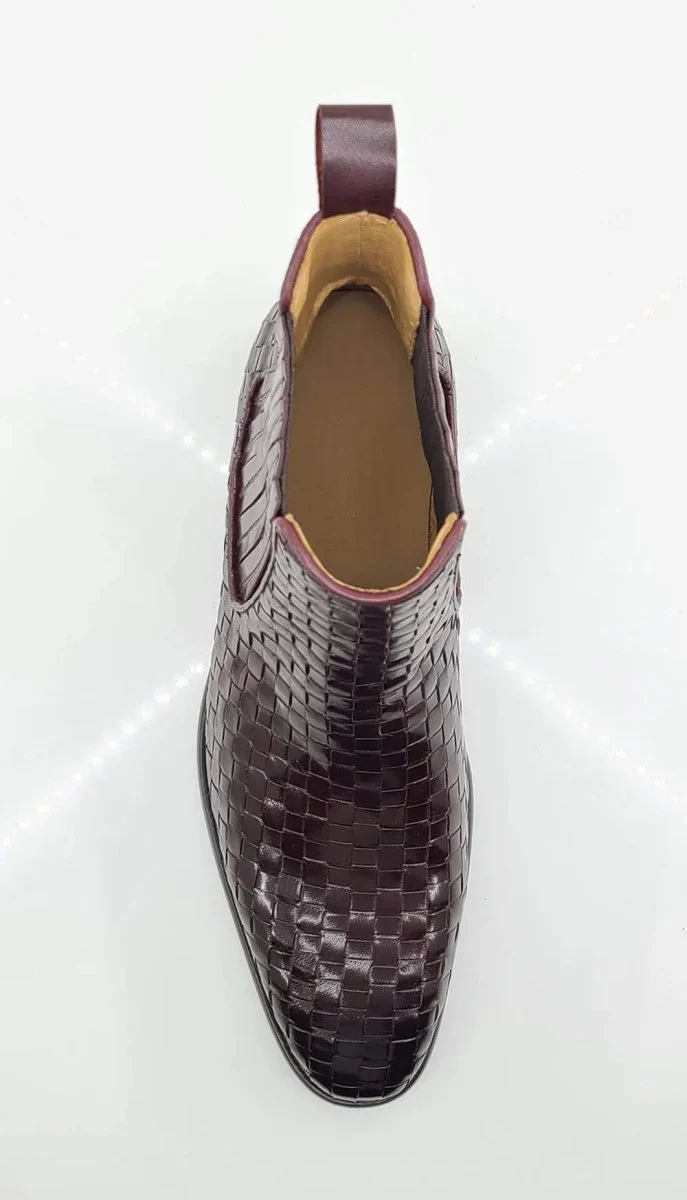 Carrucci Shoes Basket Weave Chelsea Boot Leather KB886-18X - Image 5