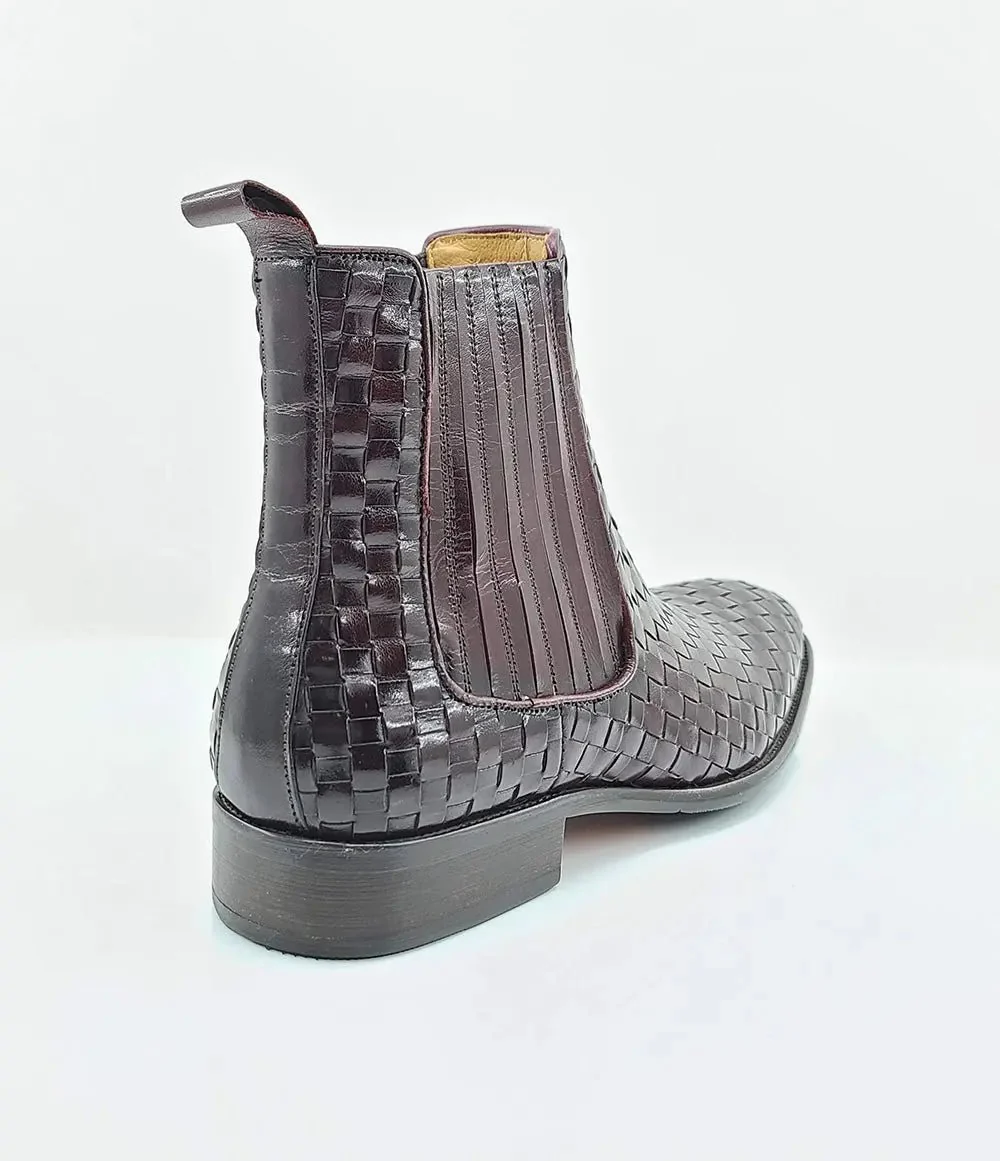 Carrucci Shoes Basket Weave Chelsea Boot Leather KB886-18X - Image 6