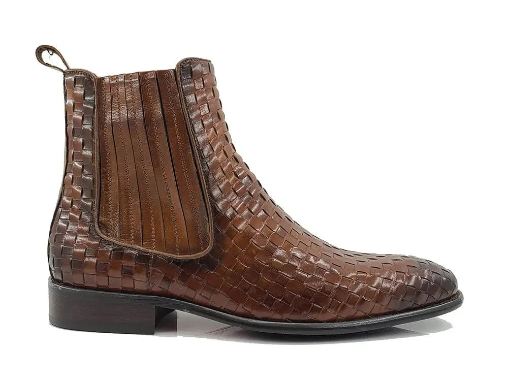 Carrucci Shoes Basket Weave Chelsea Boot Leather KB886-18X - Image 8