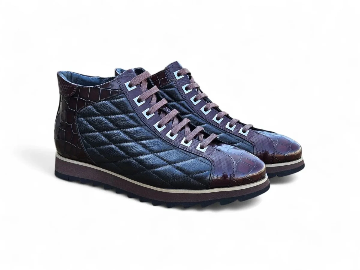 Carrucci Shoes Brand Embossed Alligator Calfskin Hi Top KB626-13E