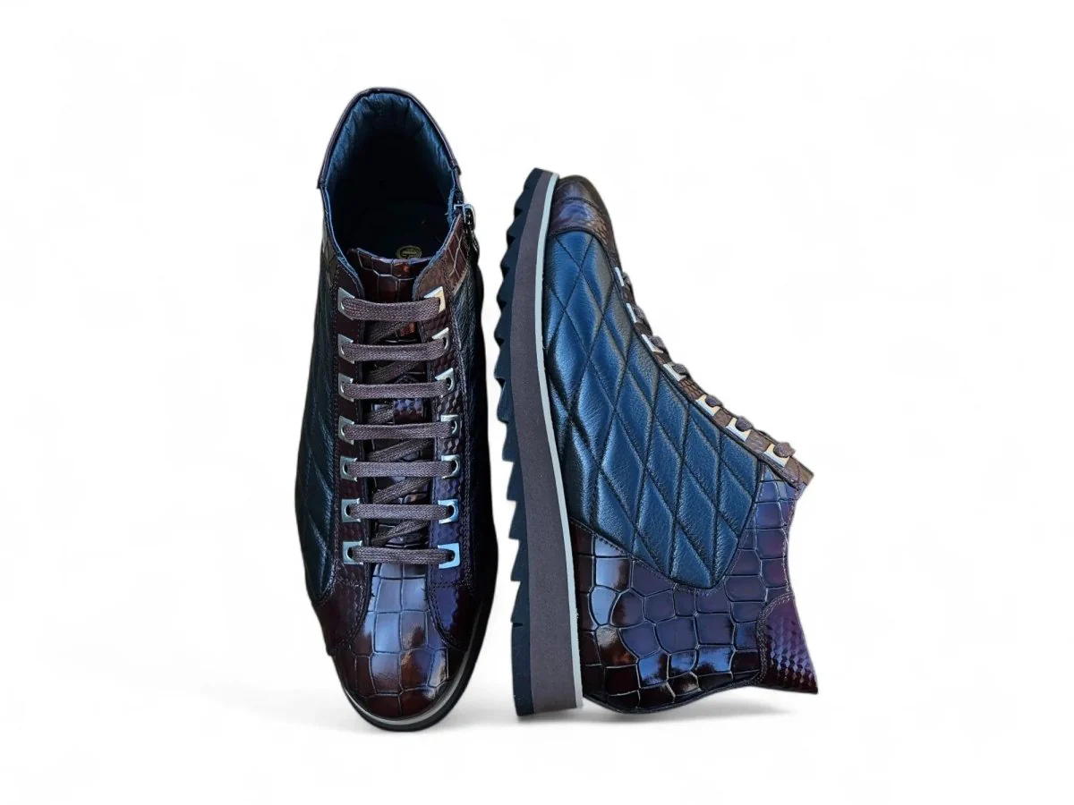 Carrucci Shoes Brand Embossed Alligator Calfskin Hi Top KB626-13E - Image 2