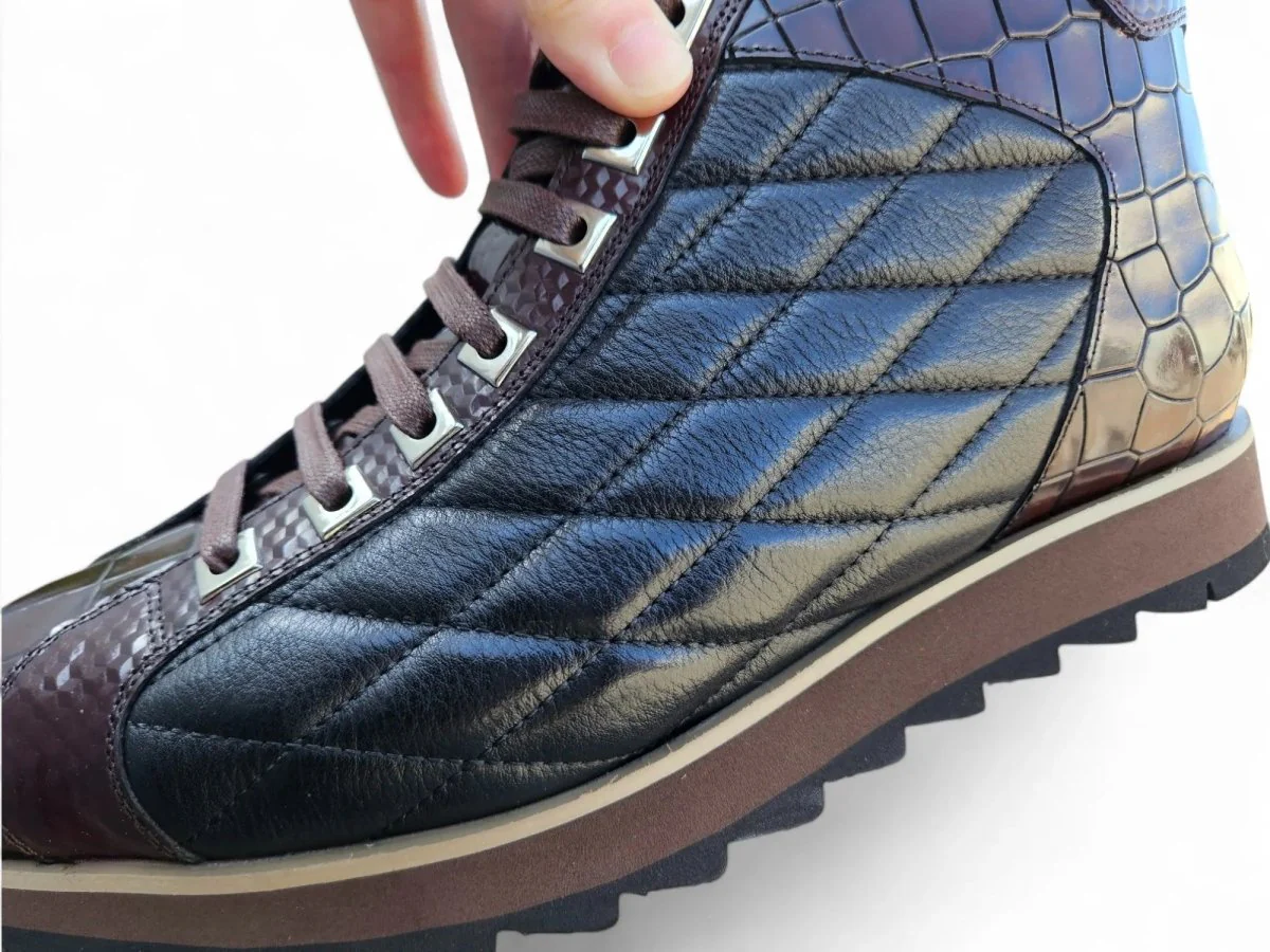 Carrucci Shoes Brand Embossed Alligator Calfskin Hi Top KB626-13E - Image 3