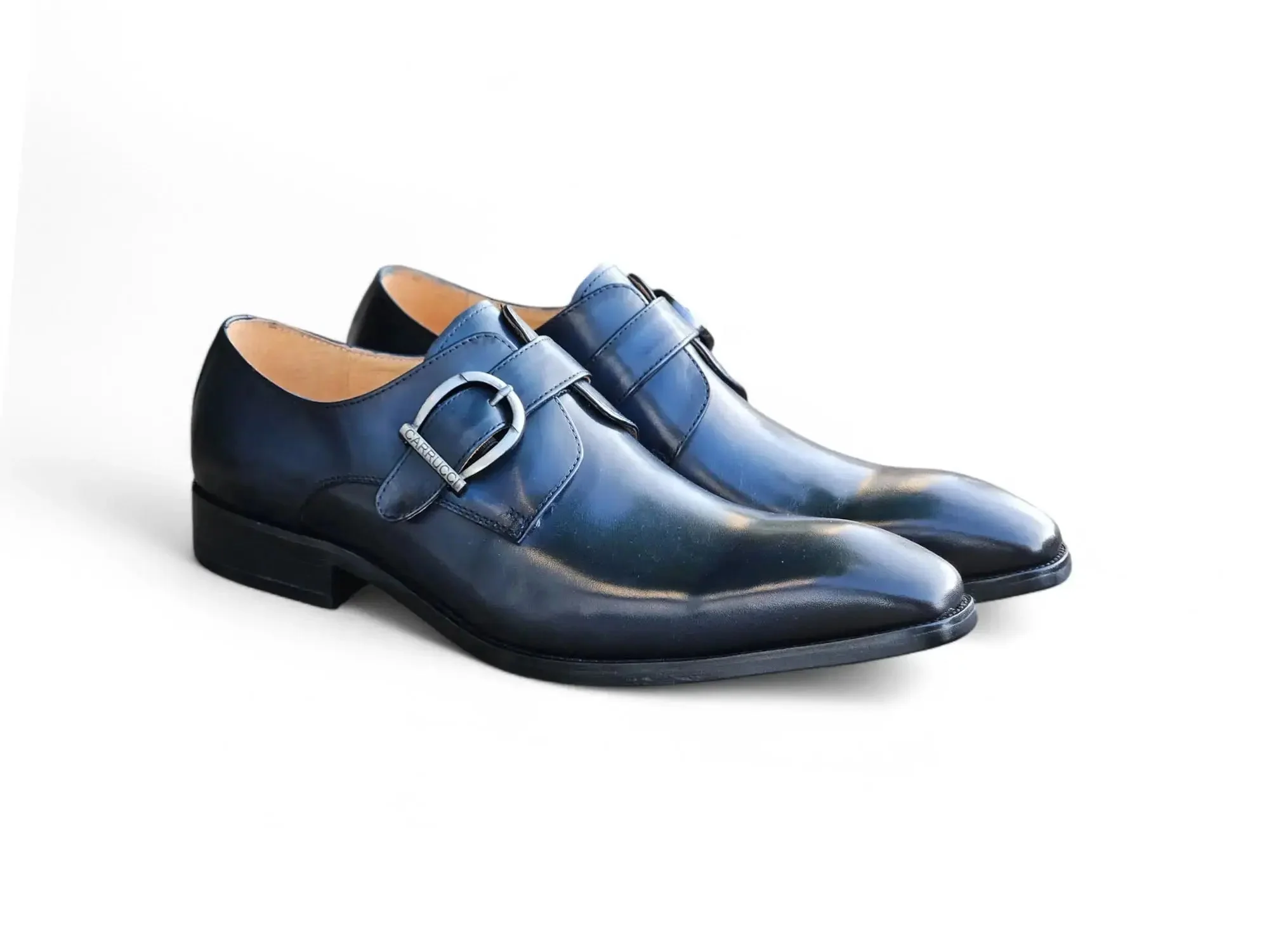 Carrucci Shoes Buckle Monk Strap Leather Loafer KS503-35