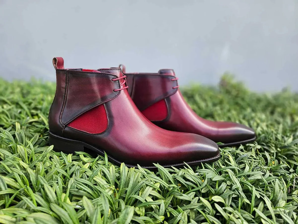Carrucci Shoes Calfskin Hand Burnished Lace Up Chelsea Boot KB503-13 - Image 4