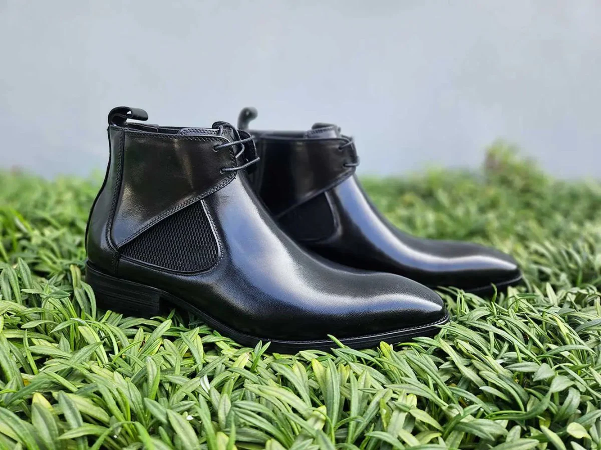 Carrucci Shoes Calfskin Hand Burnished Lace Up Chelsea Boot KB503-13 - Image 5
