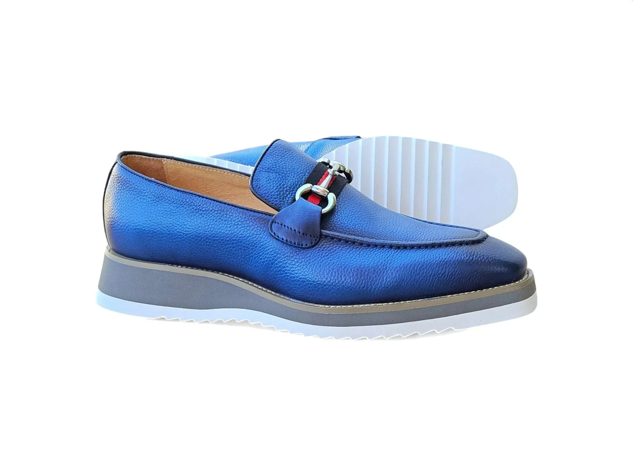Carrucci Shoes Calfskin Leather Slip On Horsebit Buckle Loafer KS515-07R - Image 10