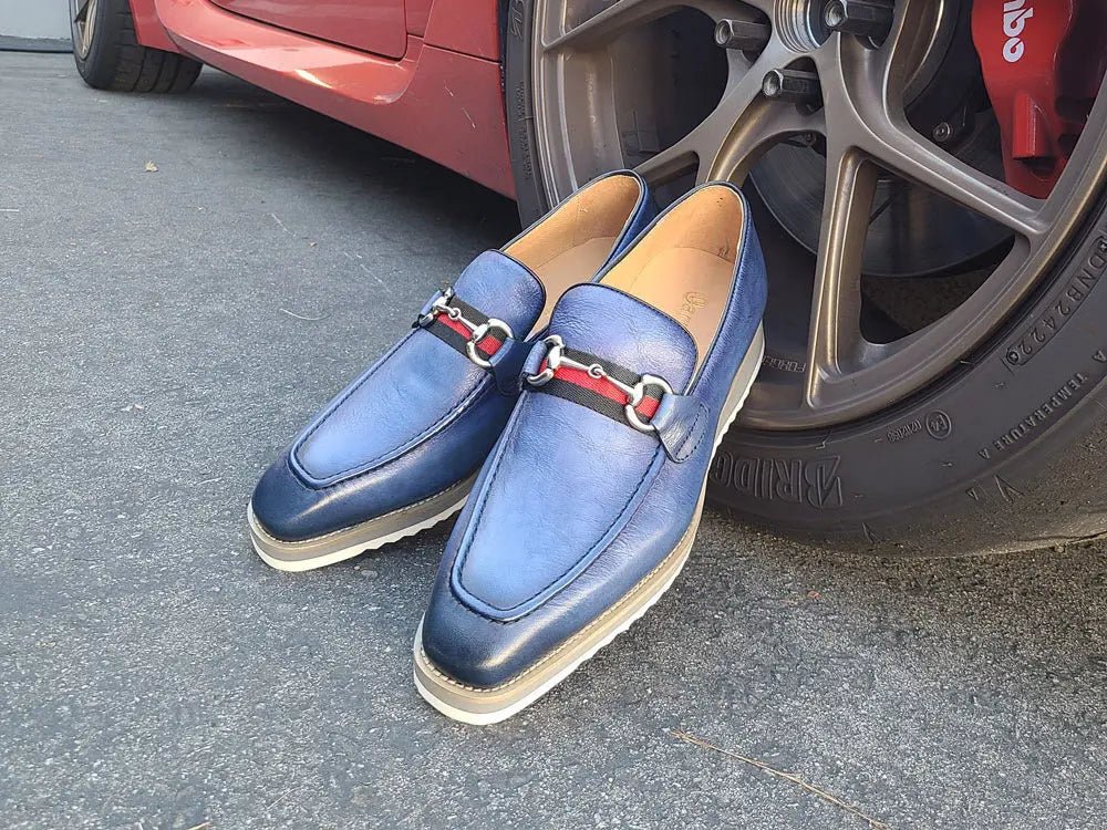 Carrucci Shoes Calfskin Leather Slip On Horsebit Buckle Loafer KS515-07R - Image 11