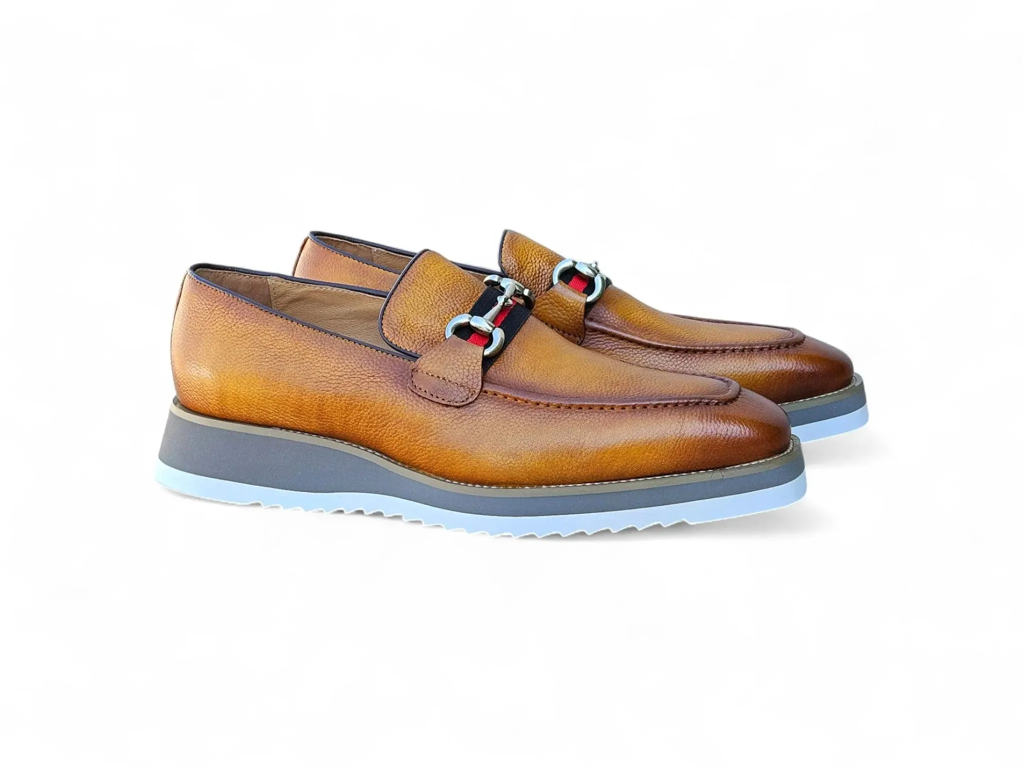 Carrucci Shoes Calfskin Leather Slip On Horsebit Buckle Loafer KS515-07R - Image 17