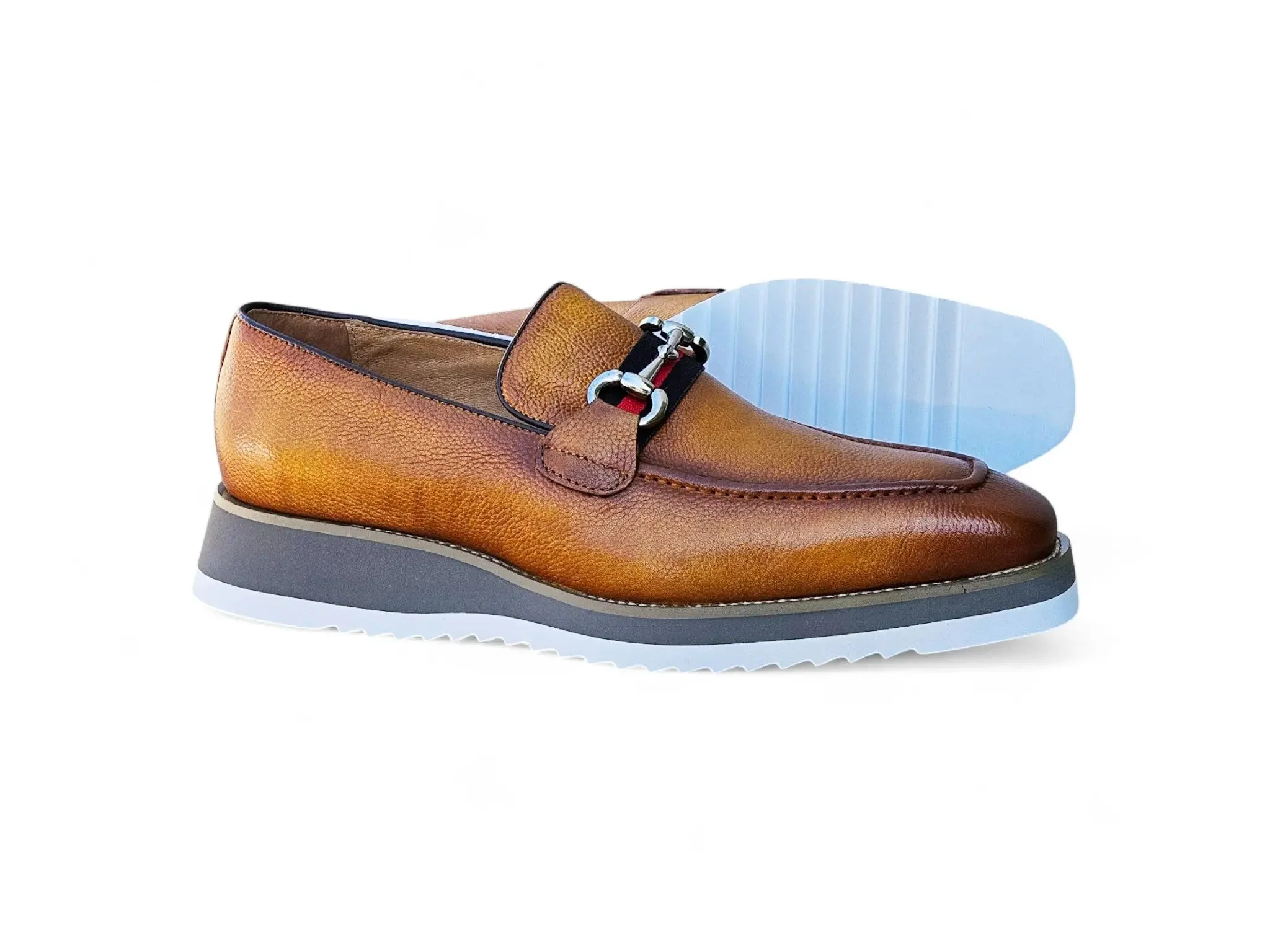Carrucci Shoes Calfskin Leather Slip On Horsebit Buckle Loafer KS515-07R - Image 18