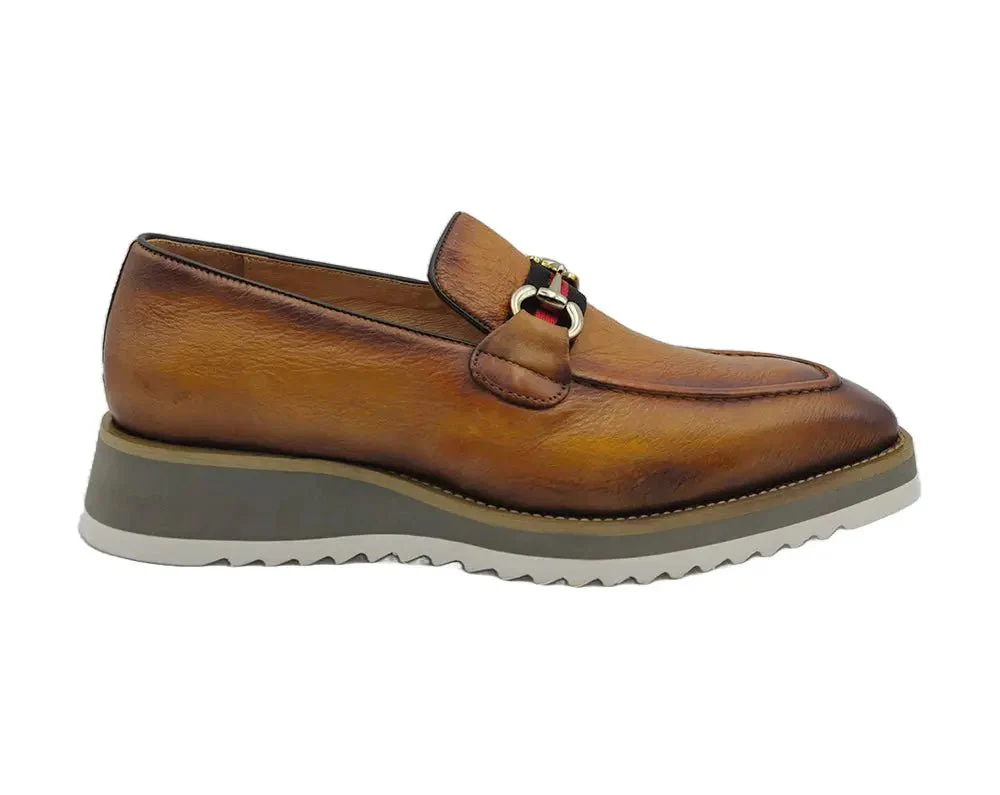 Carrucci Shoes Calfskin Leather Slip On Horsebit Buckle Loafer KS515-07R - Image 19