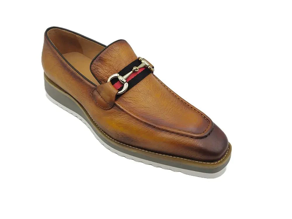 Carrucci Shoes Calfskin Leather Slip On Horsebit Buckle Loafer KS515-07R - Image 20