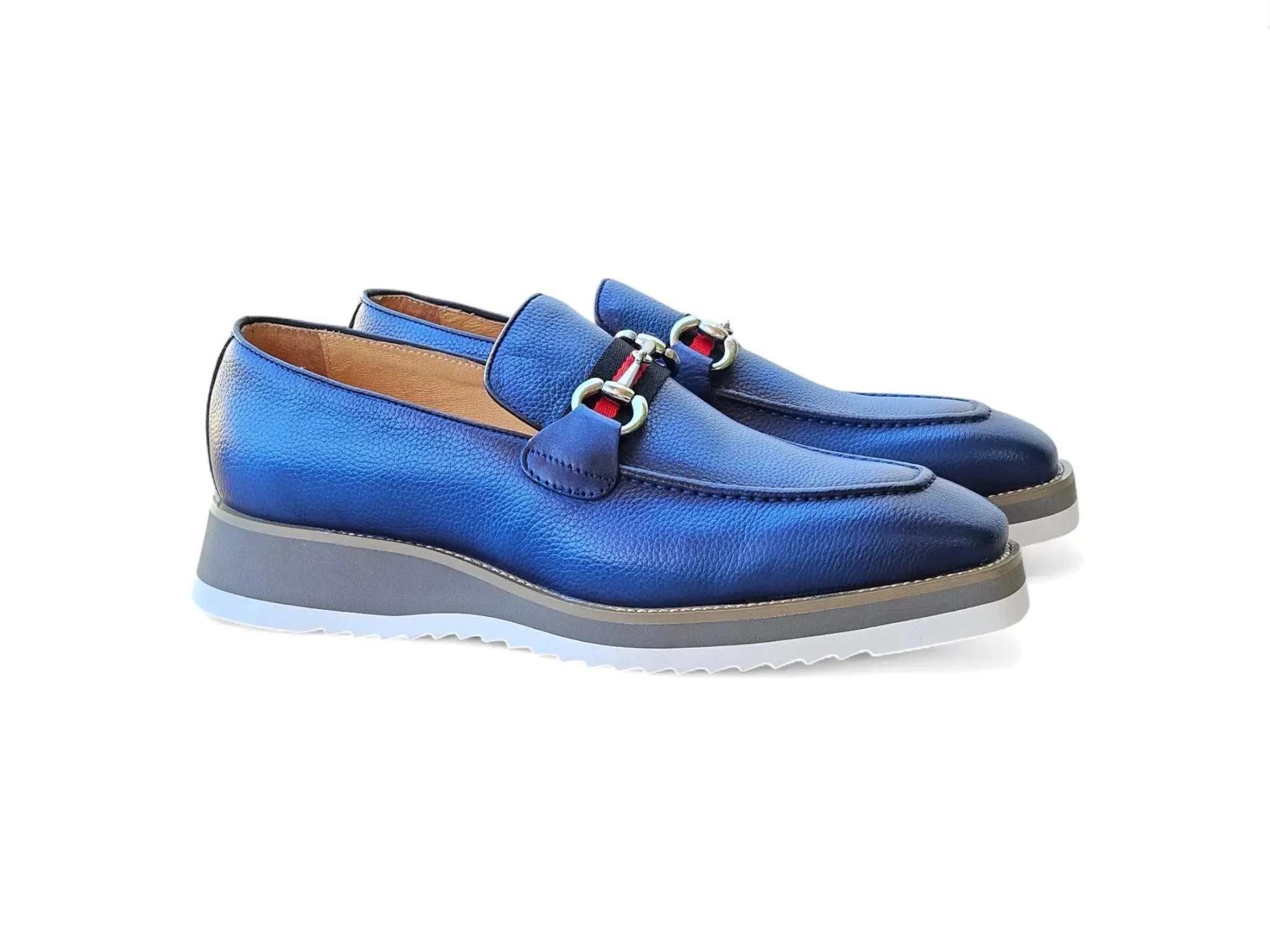 Carrucci Shoes Calfskin Leather Slip On Horsebit Buckle Loafer KS515-07R - Image 9