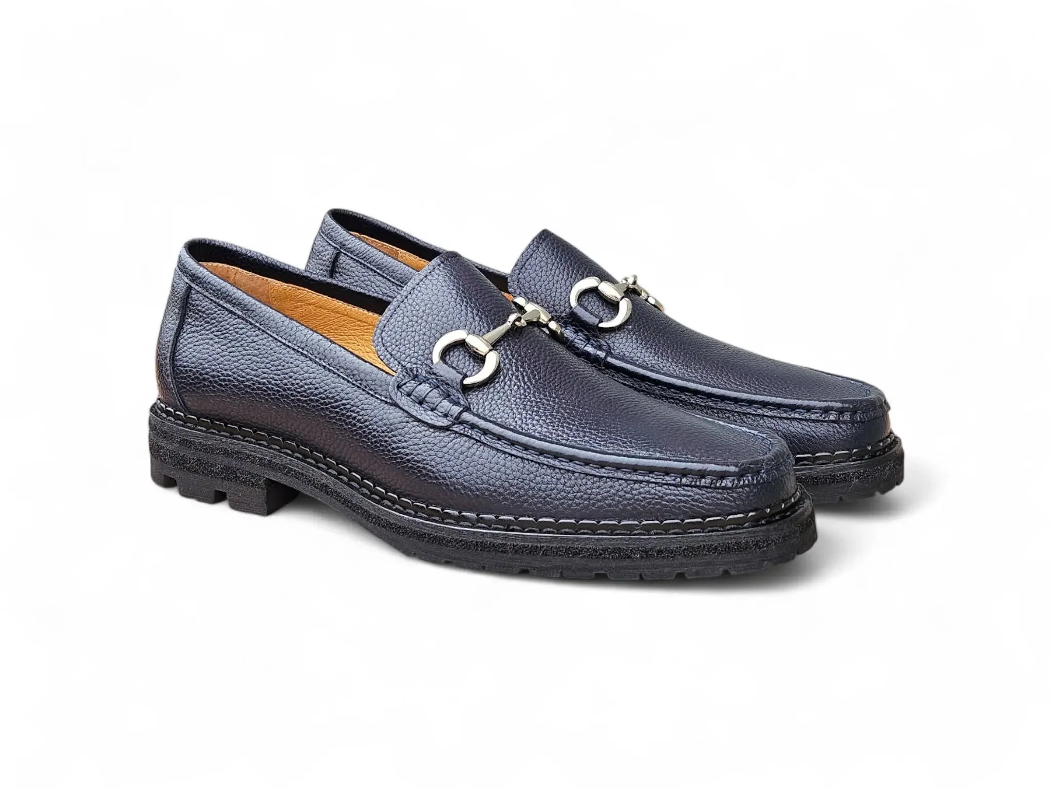 Carrucci Shoes CARRUCCI Men’s Horsebit Loafer Lug Sole Pebble Calfskin - Image 10
