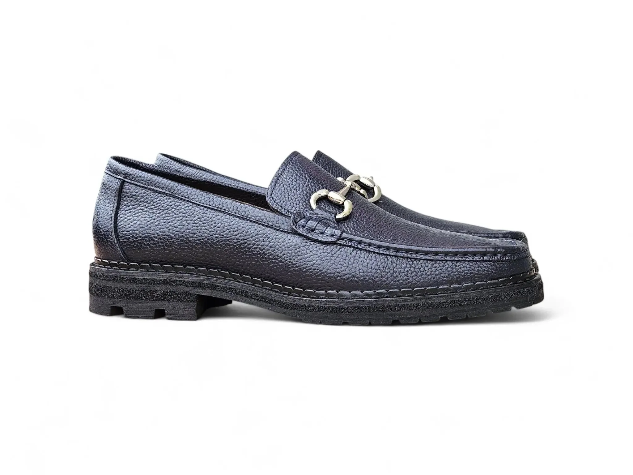 Carrucci Shoes CARRUCCI Men’s Horsebit Loafer Lug Sole Pebble Calfskin - Image 11