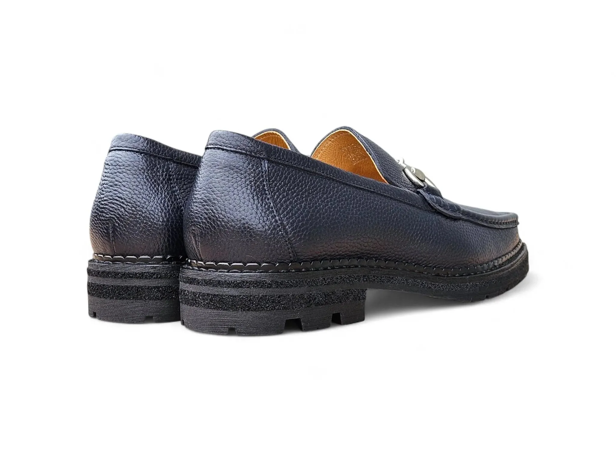 Carrucci Shoes CARRUCCI Men’s Horsebit Loafer Lug Sole Pebble Calfskin - Image 12