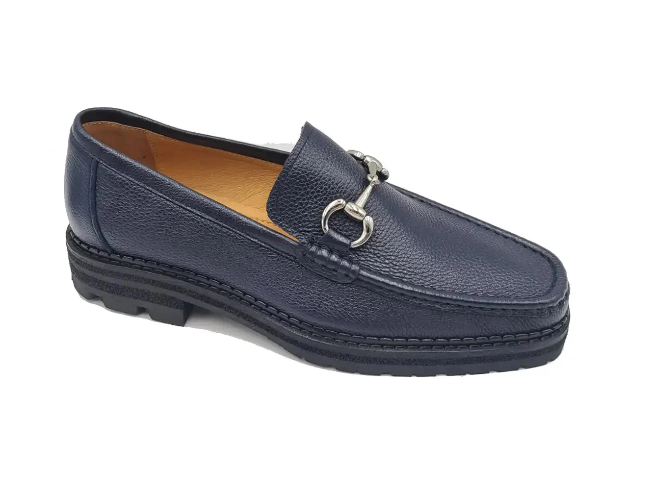 Carrucci Shoes CARRUCCI Men’s Horsebit Loafer Lug Sole Pebble Calfskin - Image 16